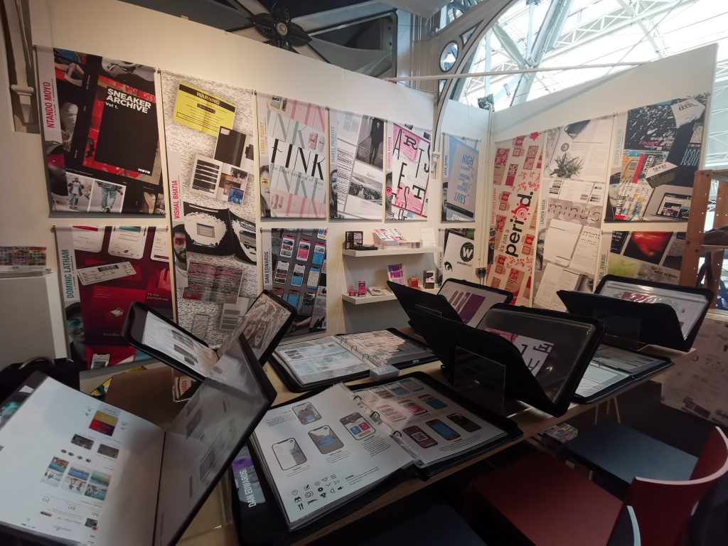 Wall-displays and student portfolios at the Business Design Centre, London