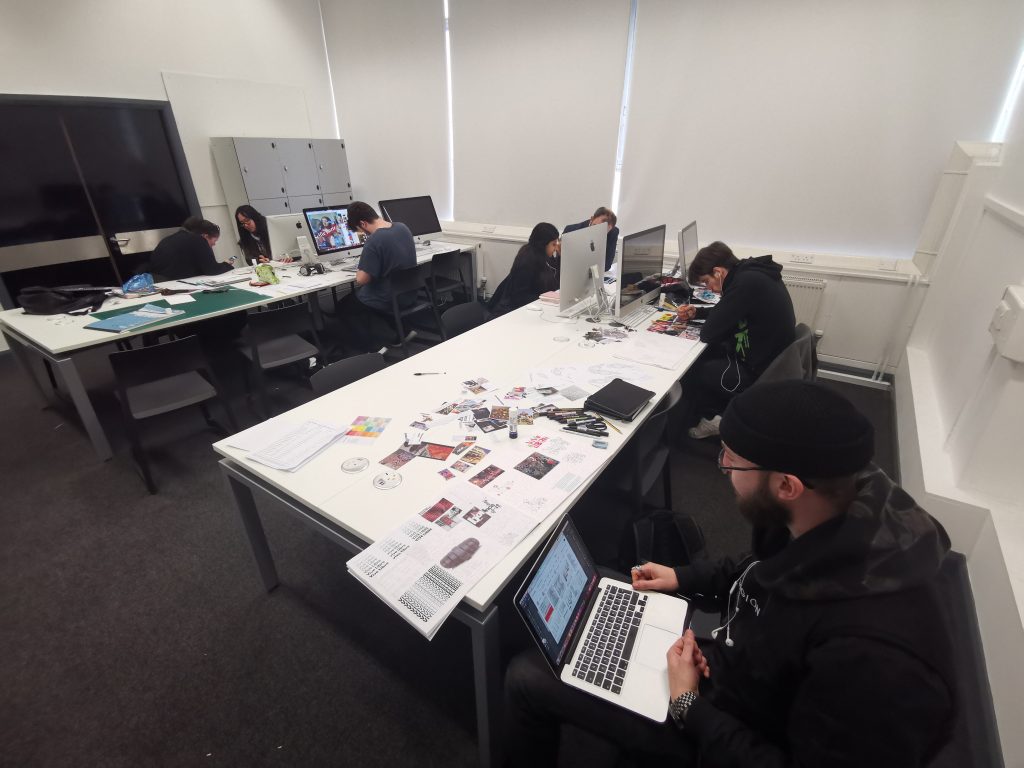 Second-year students in WLV GD Studio 4, working on a live design agency brief, combining digital and traditional working methods